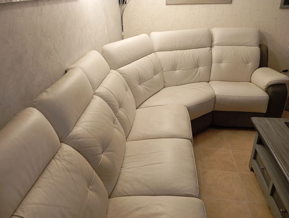 Canap&eacute; d'angle cuir blanc Meubles