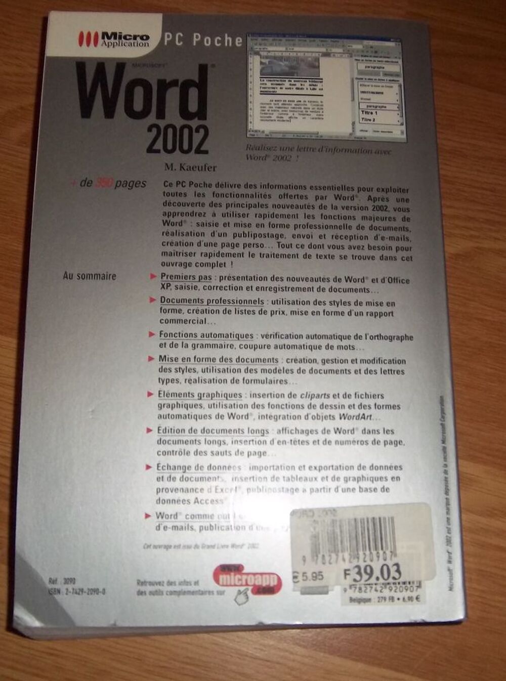 Word 2002 micro application kaeufer Livres et BD