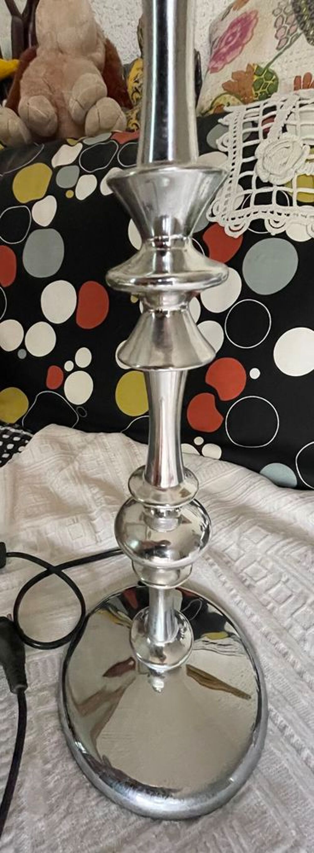 Pied de lampe - argent&eacute; Décoration