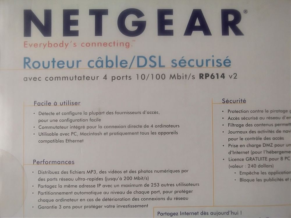 Routeur cable DSL securis&eacute; - NETGEAR Matériel informatique