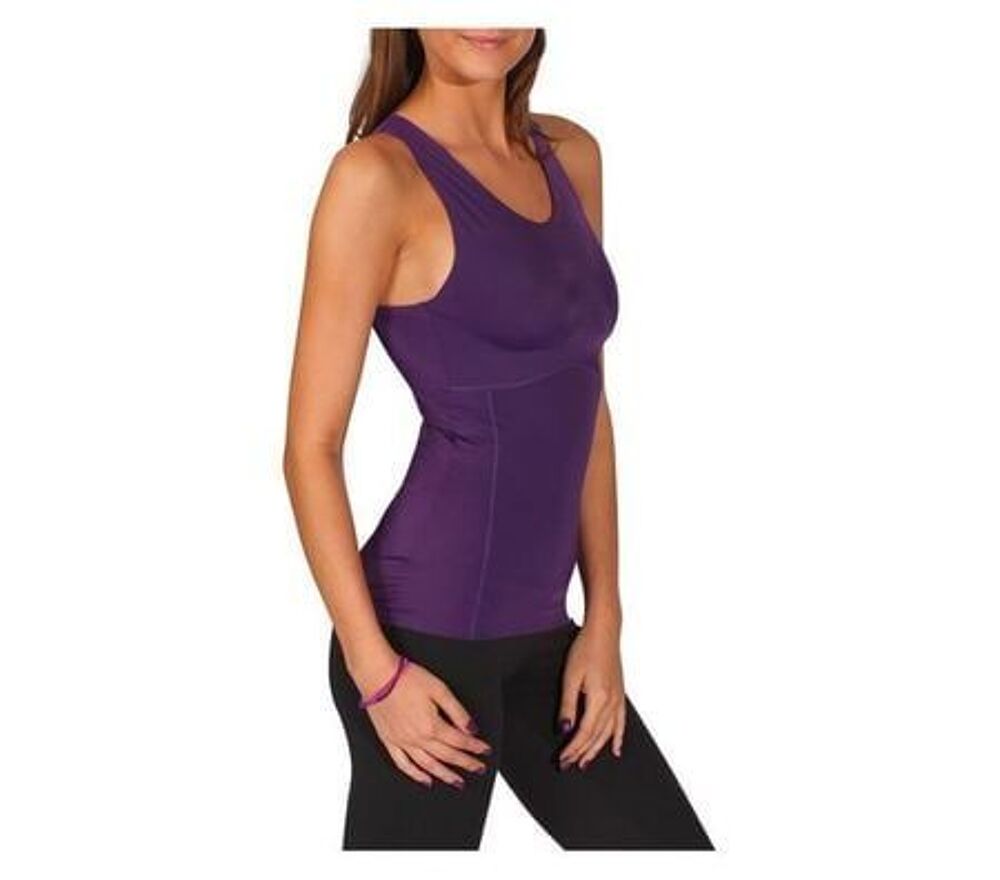 Tshirt + d&eacute;bardeur galbant Domyos Yoga fitness Femme L Vêtements