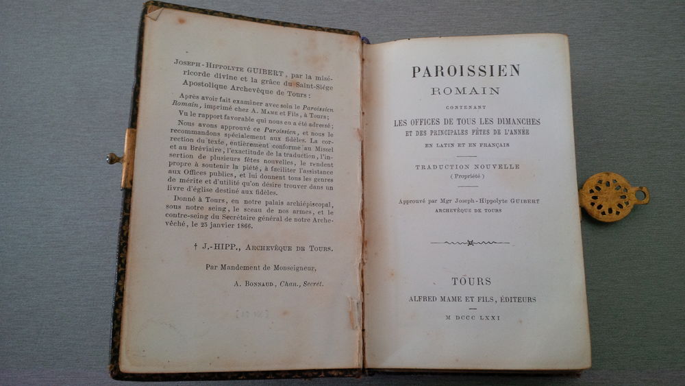 Paroissien romain de 1866 de tours Livres et BD