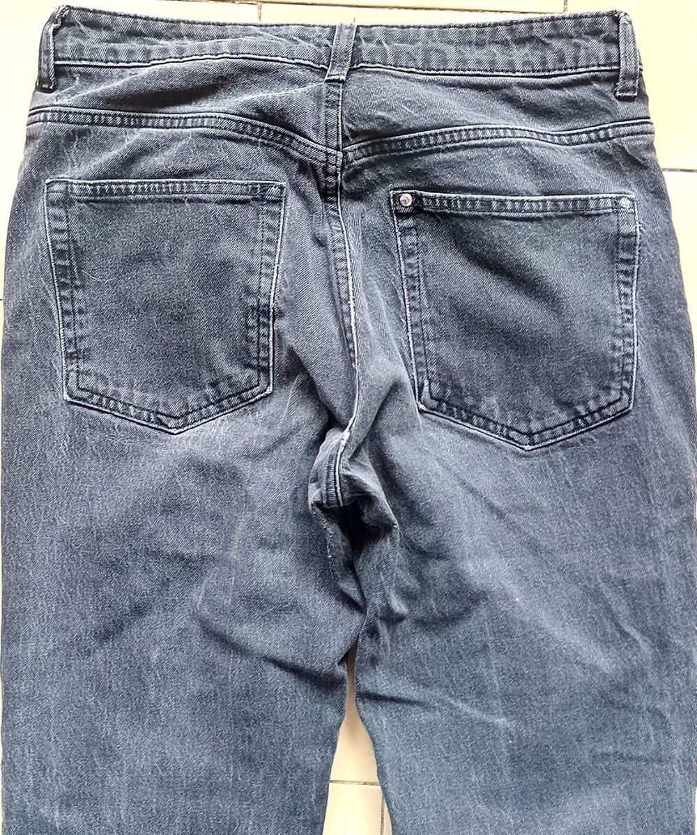 Jean H&amp;M Gris clair Vintage Straight High Waist - T38 - TBE Vêtements