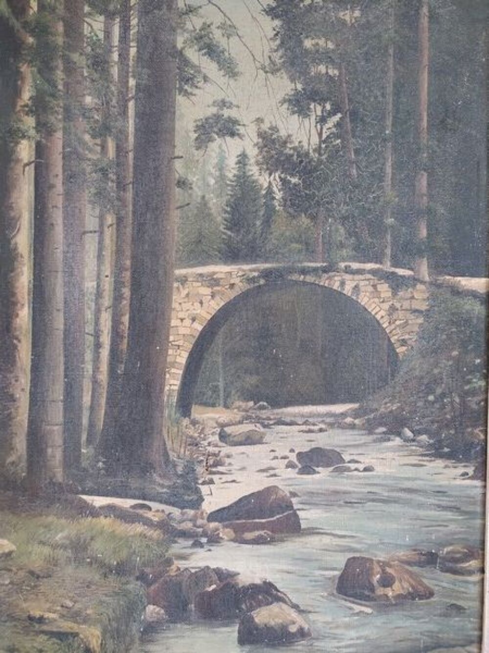 Tableau Paysage For&ecirc;t Rivi&egrave;re en Montagne Sign&eacute; G. Lebon Décoration