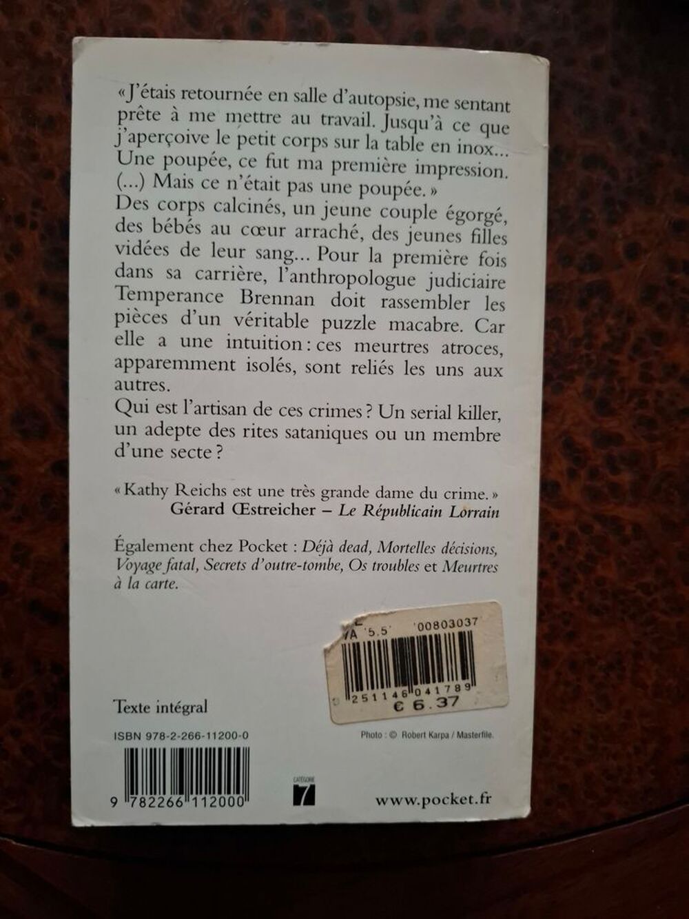 Passage mortel - Tome 3 - Kathy Reichs - 2002 - bon &eacute;tat Livres et BD