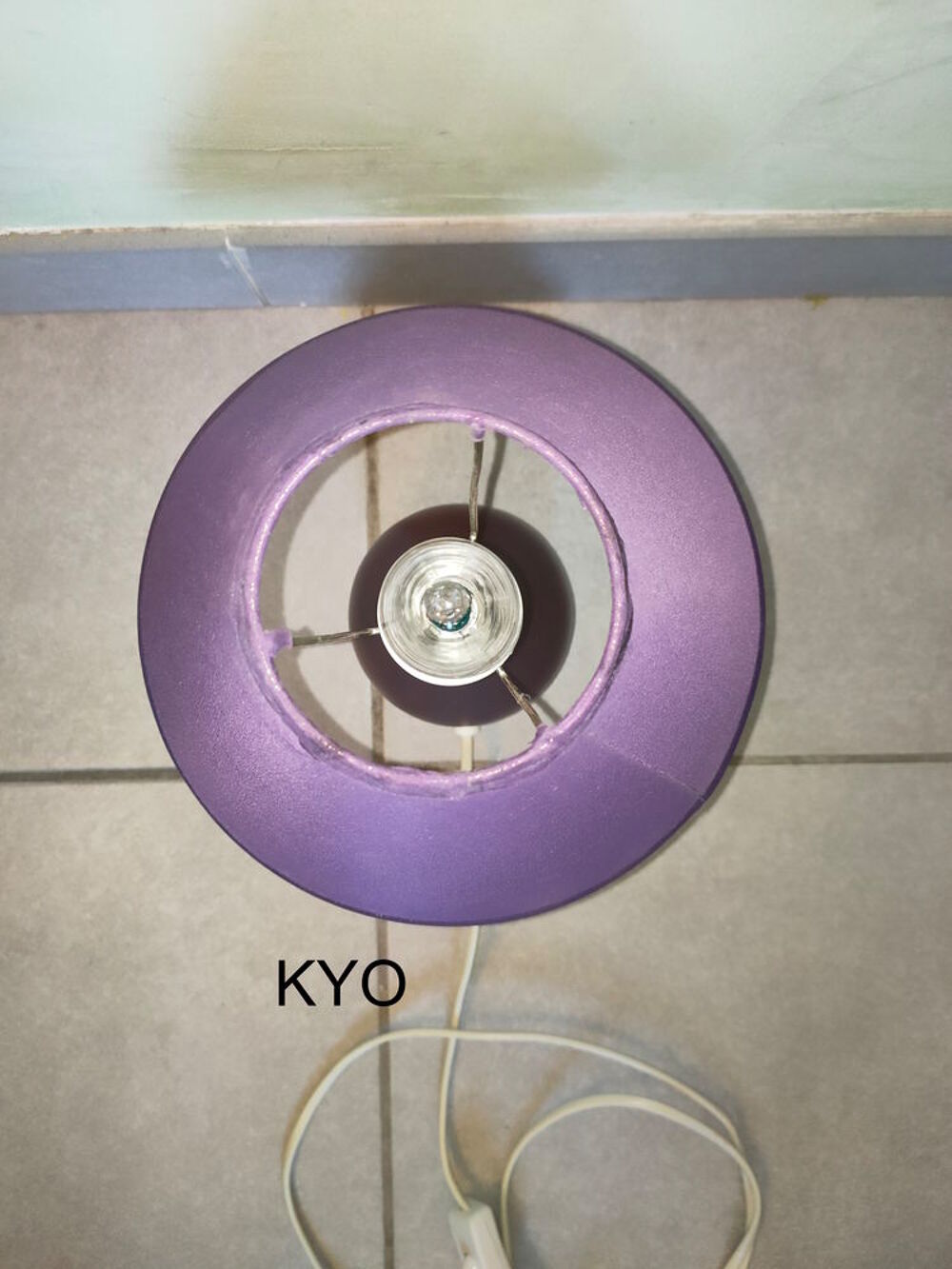 Lampe chevet &agrave; poser conique design moderne violet c&eacute;ramique Décoration