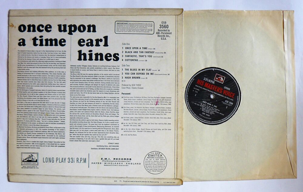 LP Earl HINES : Once upon a time - HMV CSD 35 - 1966 CD et vinyles