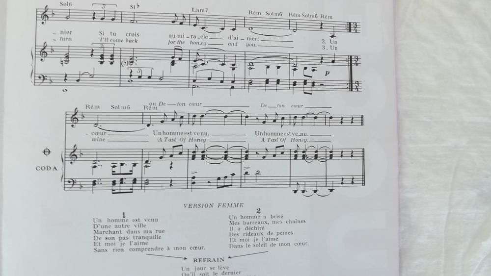 Partition bilingue A taste of honey 