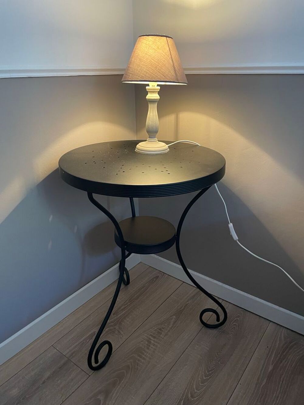 table de nuit en m&eacute;tal, noir Meubles
