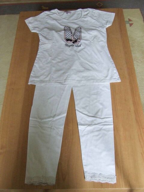 Pyjama 2 pièces, Blanc, Femme, T. 2 (38) 8 Bagnolet (93)