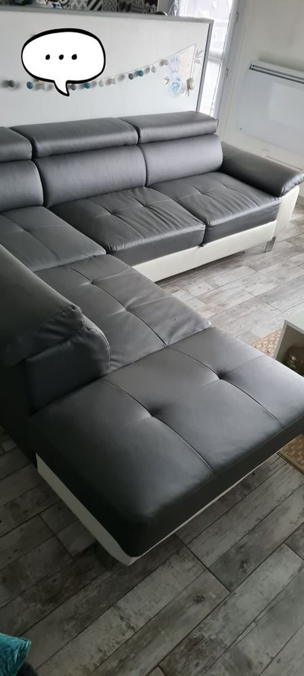 Canap&eacute; d'angle convertible gris et blanc Meubles