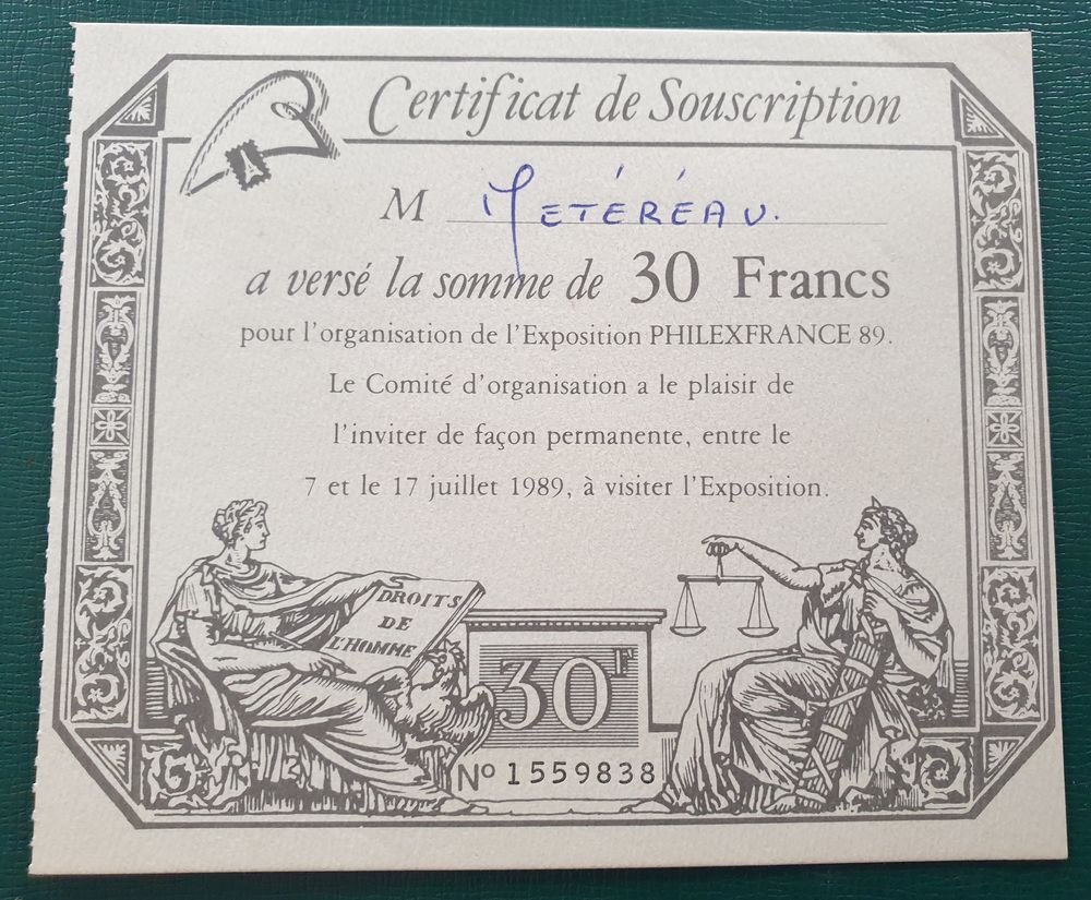 Bloc Feuillet BF11 en dessous faciale 