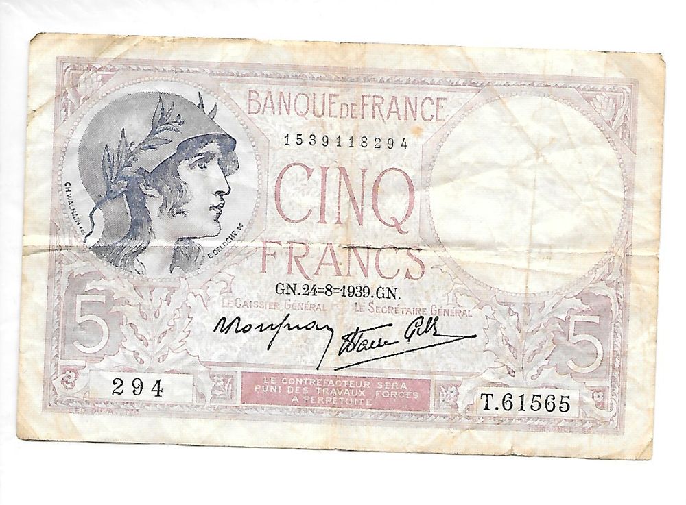 BILLET DE 5 FRANCS 