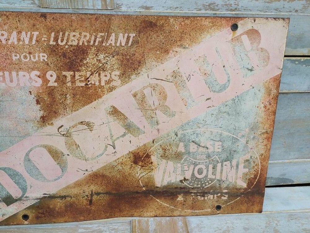 Ancienne Plaque T&ocirc;le Publicitaire Valvoline Docarlub
