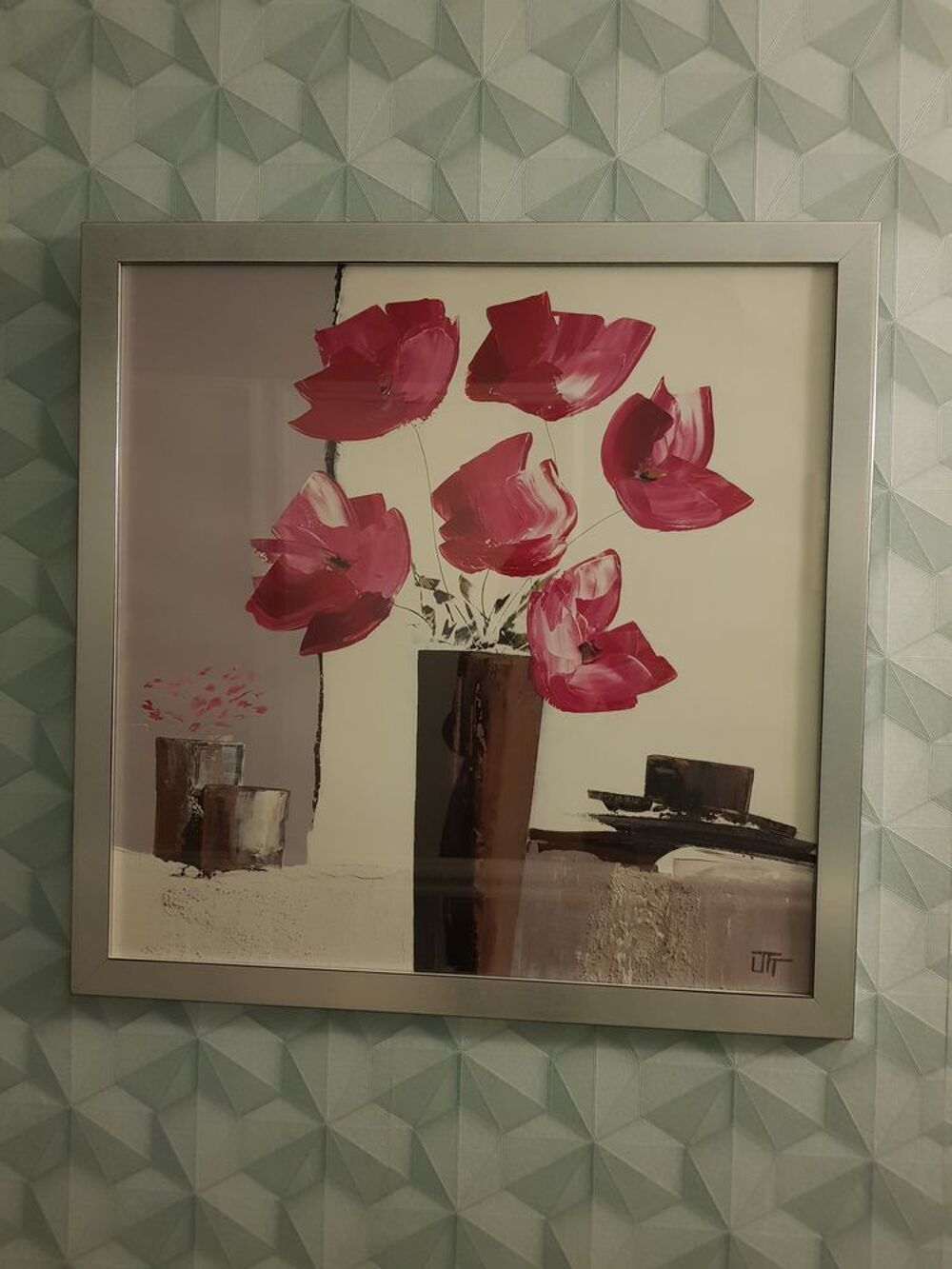 Cadre argent&eacute; avec reproduction Décoration