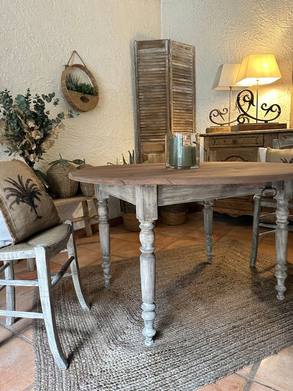SUPERBE TABLE ANCIENNE RABATTABLE EN BOIS ET PATINE Meubles