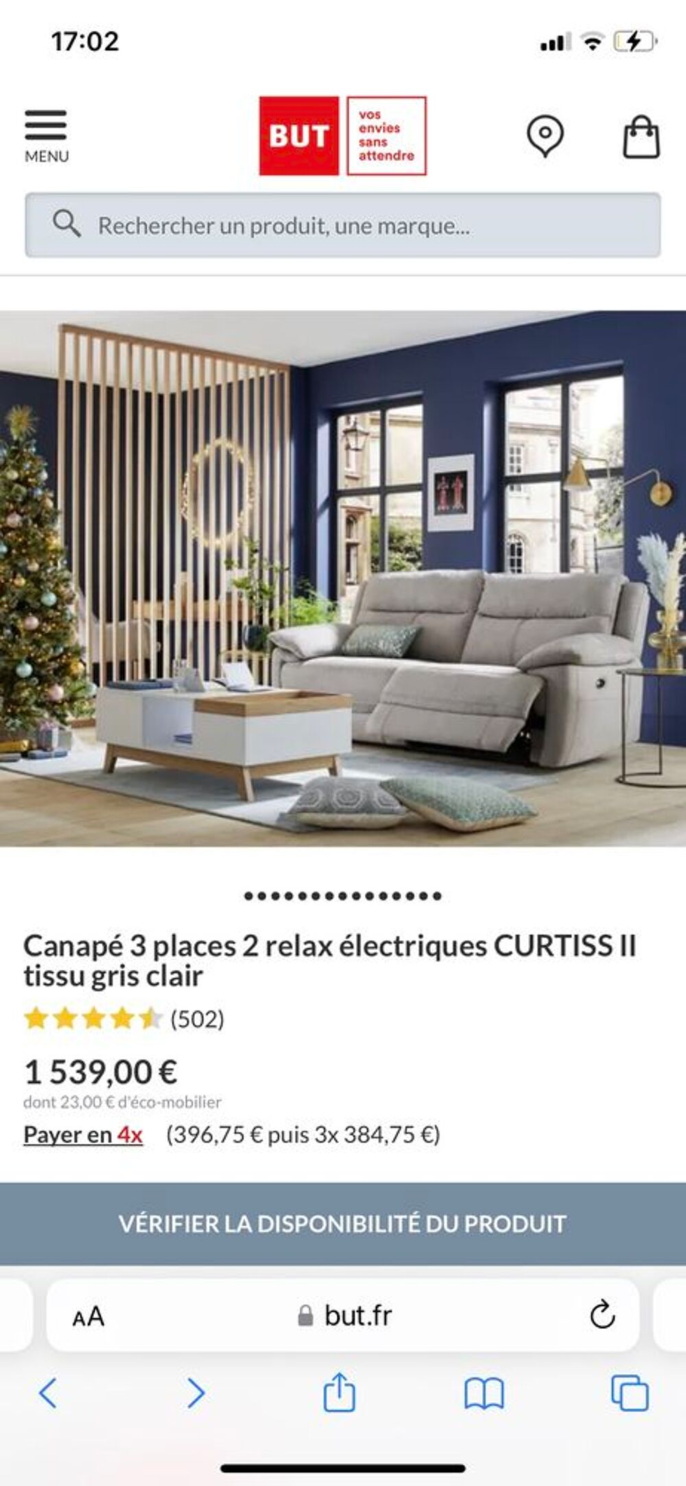 Canap&eacute; 3 places Meubles