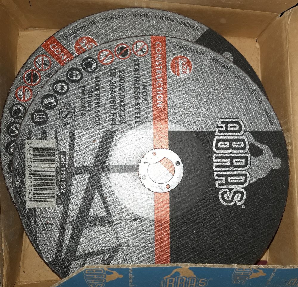 Lot de 25 disques &agrave; tron&ccedil;onner l'inox 230X2,0X22,23 ABRAS Bricolage