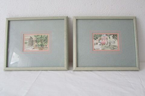 Deux aquarelles encadr�es sign�es GROSZ 30 Paris 15 (75)