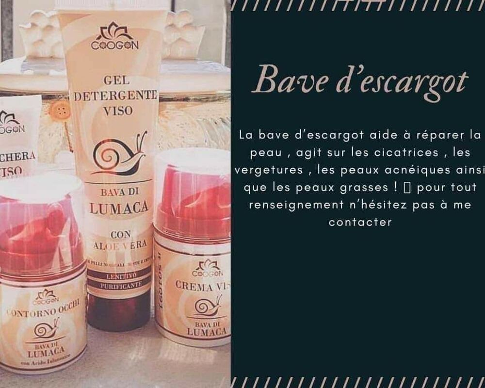 produits cosm&eacute;tiques la Gamme &agrave; base escargot %100 bio. Maroquinerie