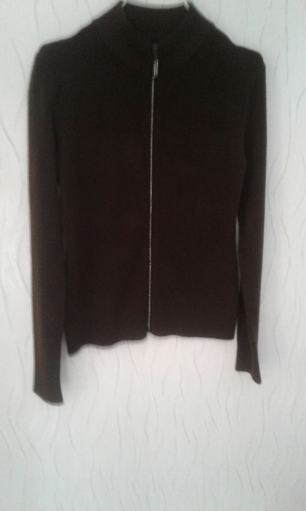 gilet marron zip d&eacute;coratif Vêtements