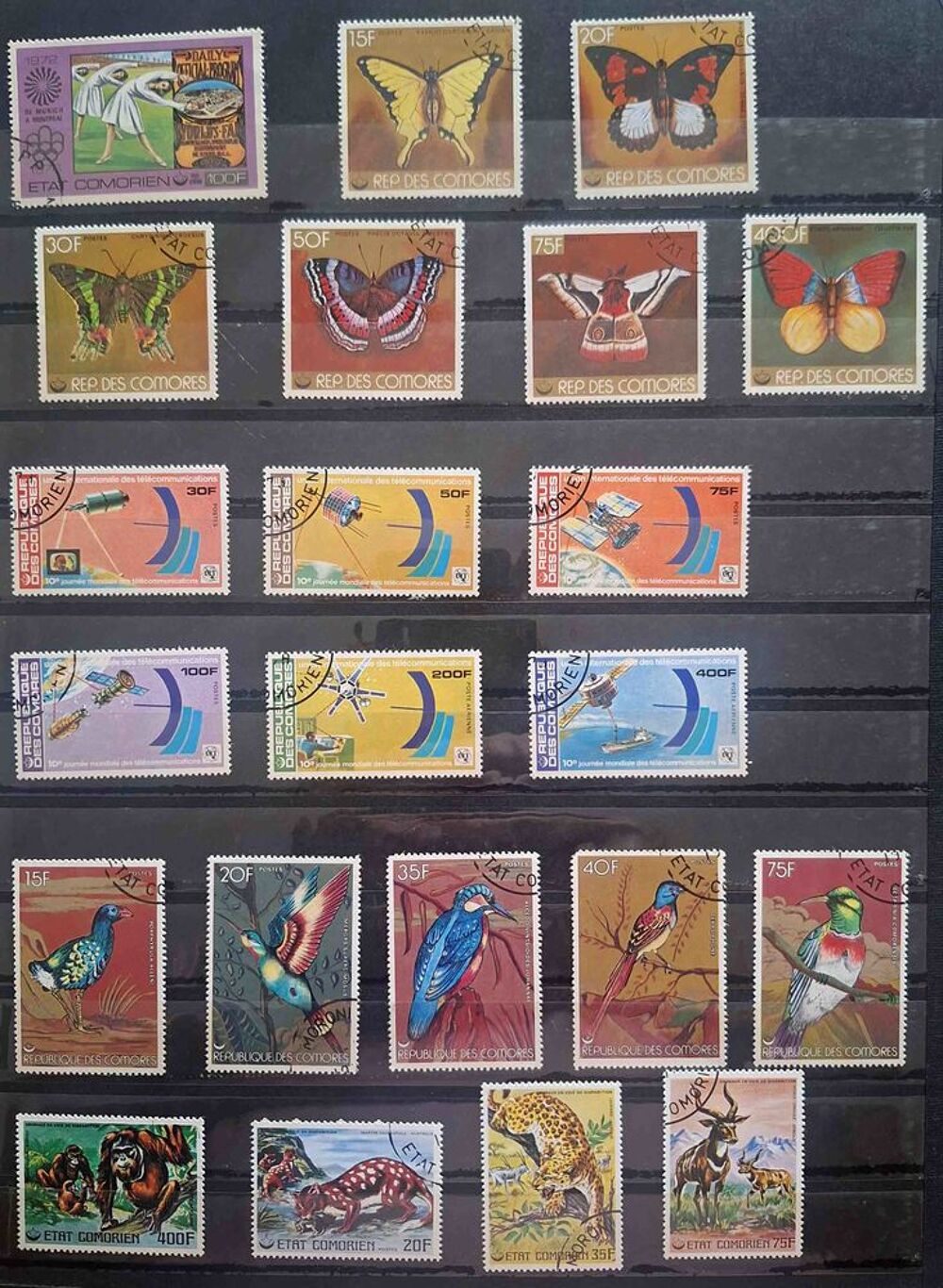 S&eacute;rie de timbres de collection des Comores 3 