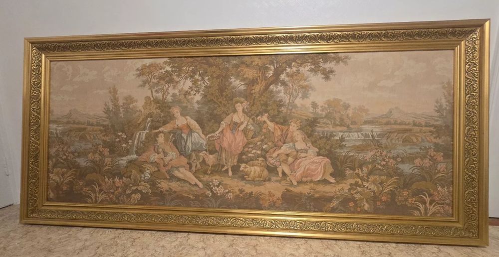 Tapisserie Murale Panneaux Gobelin Sign&eacute;e JP Paris - Num&eacute;rot Décoration
