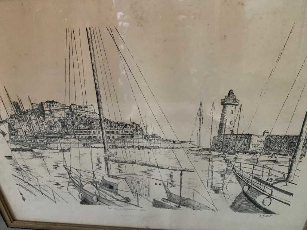 Lithographie Port d'Antibes Décoration