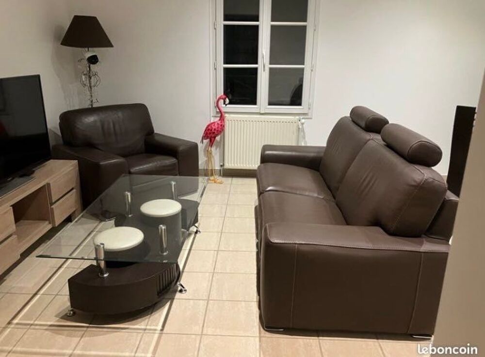 fauteuil et canap&eacute; cuir pleine fleur chocolat style contemporain Meubles