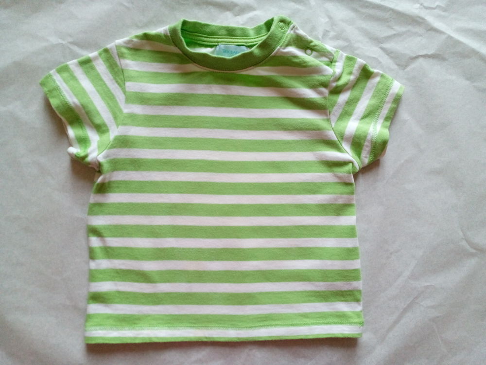 T-shirt manches courtes-Blanc/vert clair-Tex Baby-18 mois Puriculture