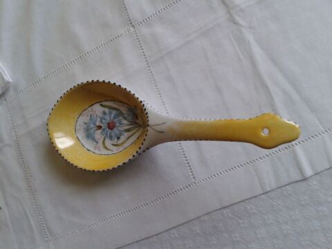 Repose cuill�re en porcelaine ancienne d�cor peint main 10 Dijon (21)