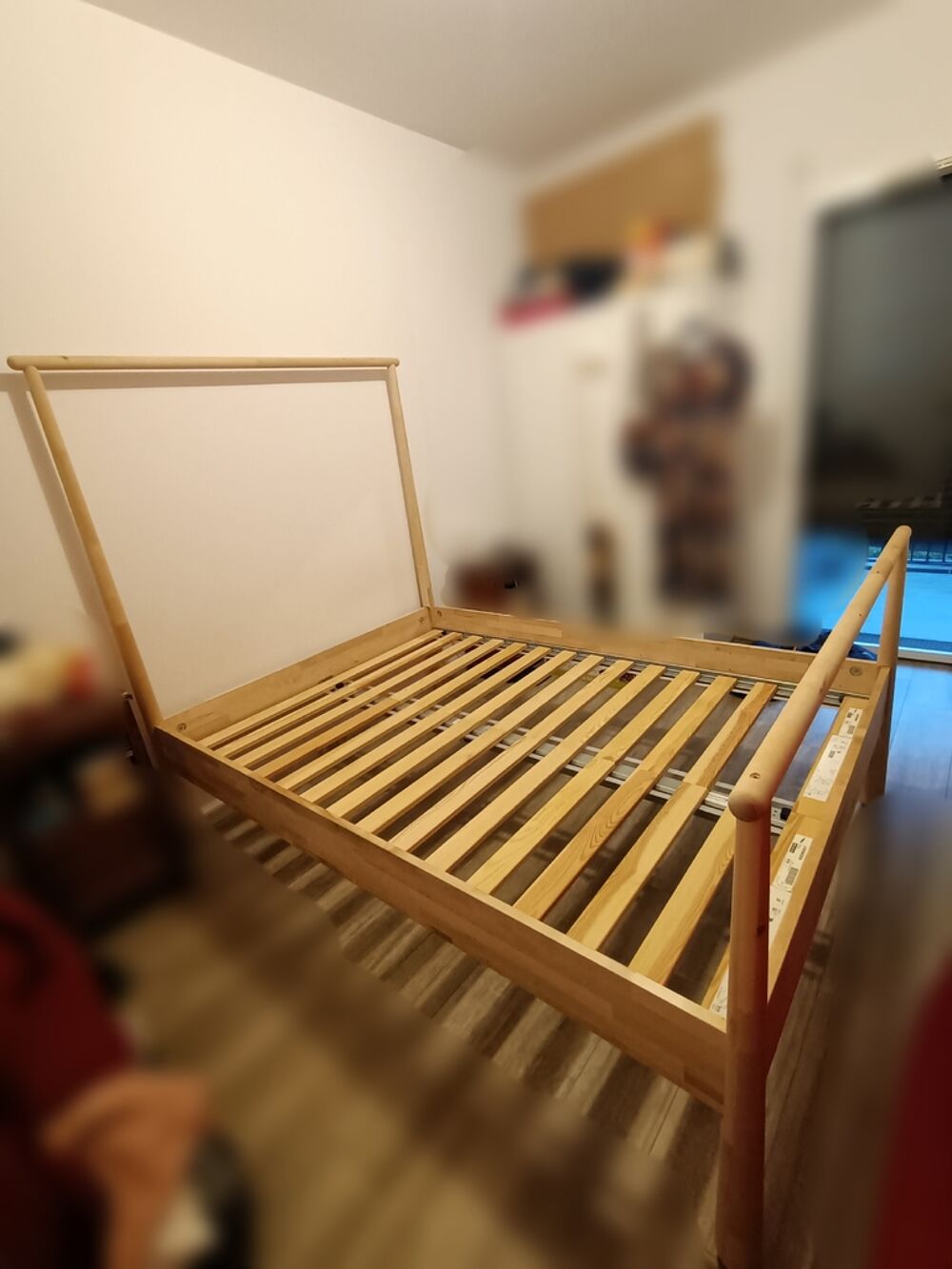 Lit Double IKEA Gjora en Bois avec Sommier &agrave; Lattes 160x200 Meubles