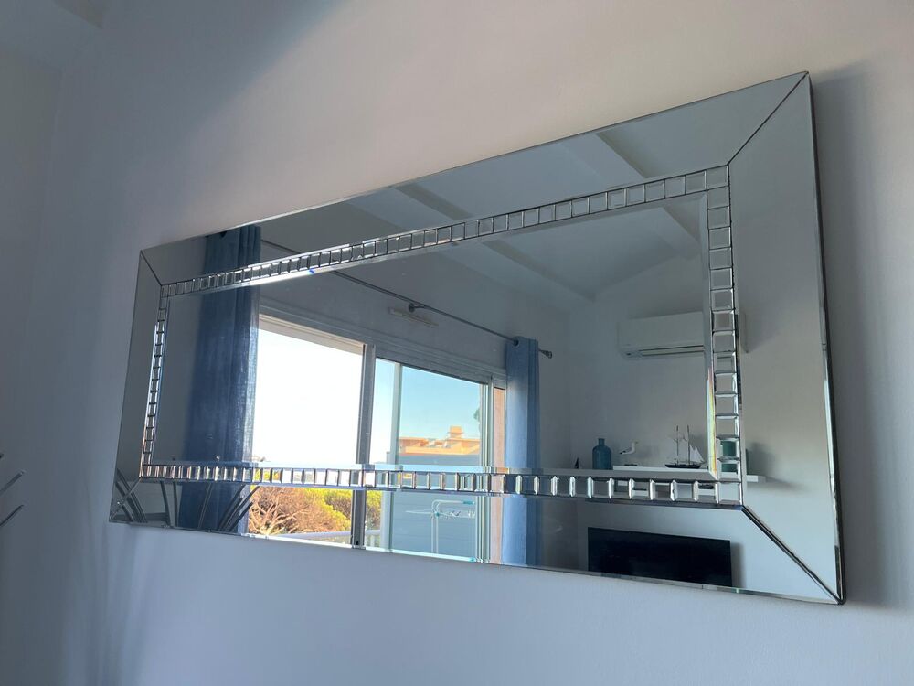 Magnifique miroir salon design argent&eacute; ETAT NEUF Décoration