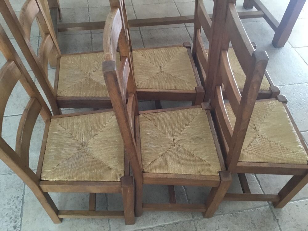  6 chaises rustiques en chene massif paillees en bon etat Meubles