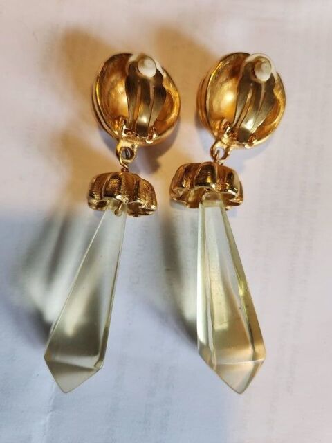 BO Clip Doré Godron LANVIN + pendant long translucide 175 Vigneux-sur-Seine (91)