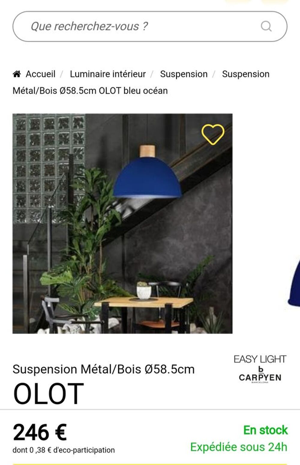 Luminaire Suspension m&eacute;tal et bois de h&ecirc;tre. Décoration