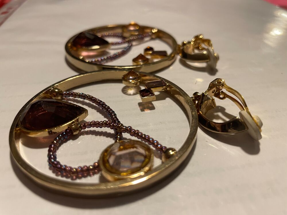 BO Clip dor&eacute;e/pendant strass/enfilage / cercle dor&eacute; ANTIGONA Bijoux et montres