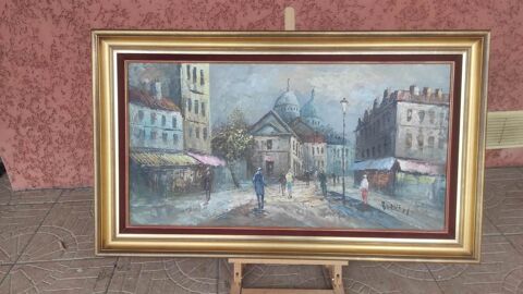 Tableau Huile sur Toile Scène Urbaine par Burnett 200 Marcy (69)