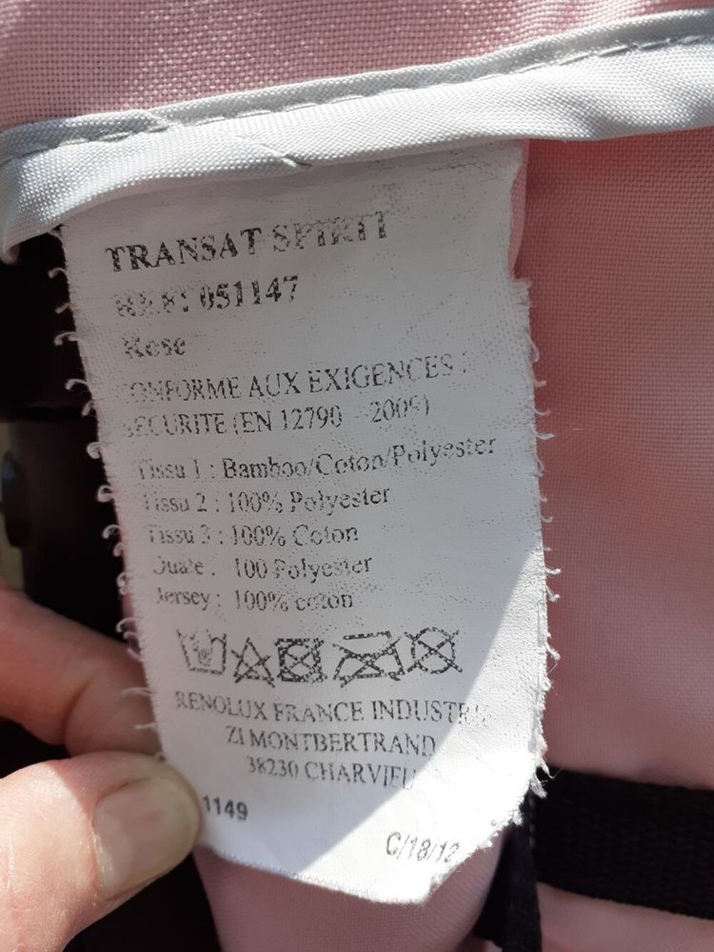 Transat B&eacute;b&eacute; Rose &amp; Gris Spirit Renolux. Mobilier enfants