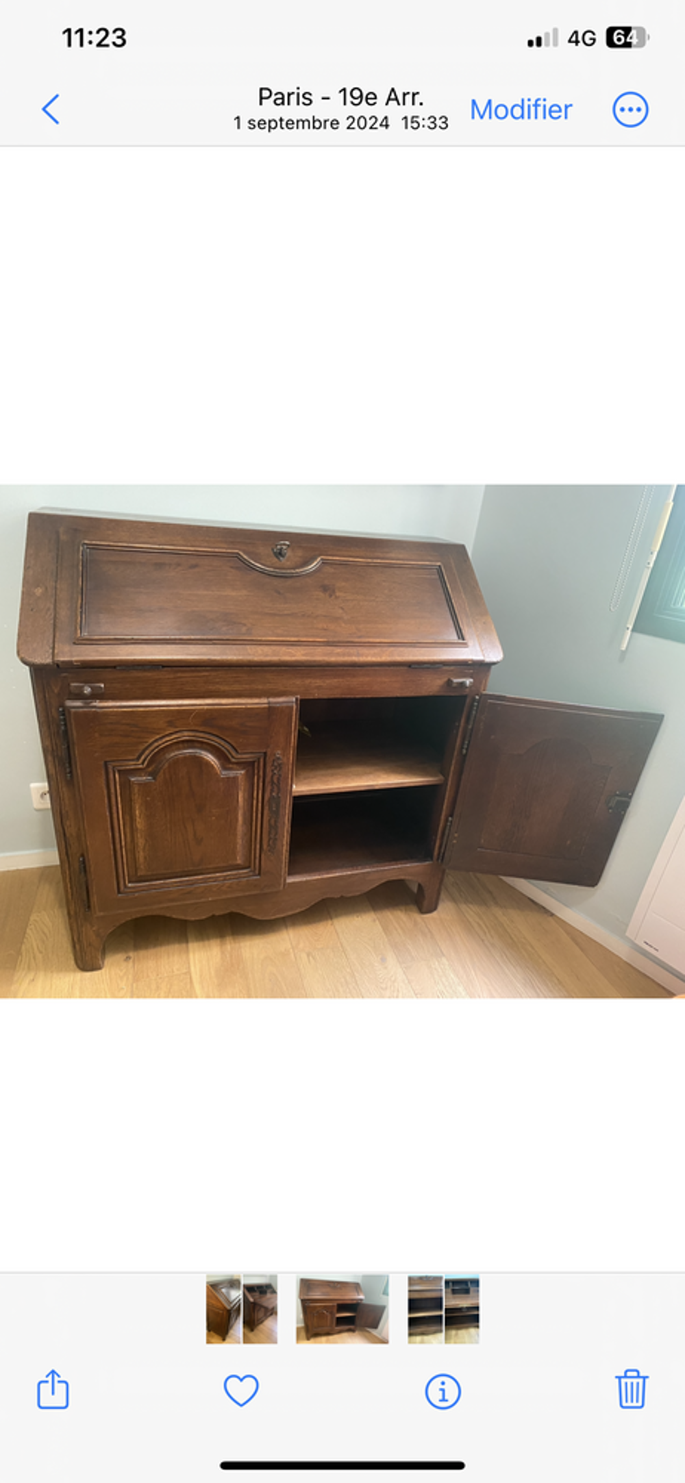 Secr&eacute;taire vintage dos d'&acirc;ne ch&ecirc;ne massif Meubles