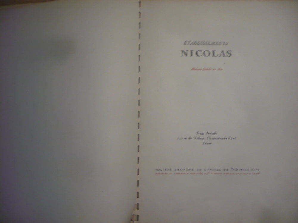 LISTE DES GRANDS VINS 1949. ?SOUS LE SIGNE DE PARIS' 1948 Livres et BD