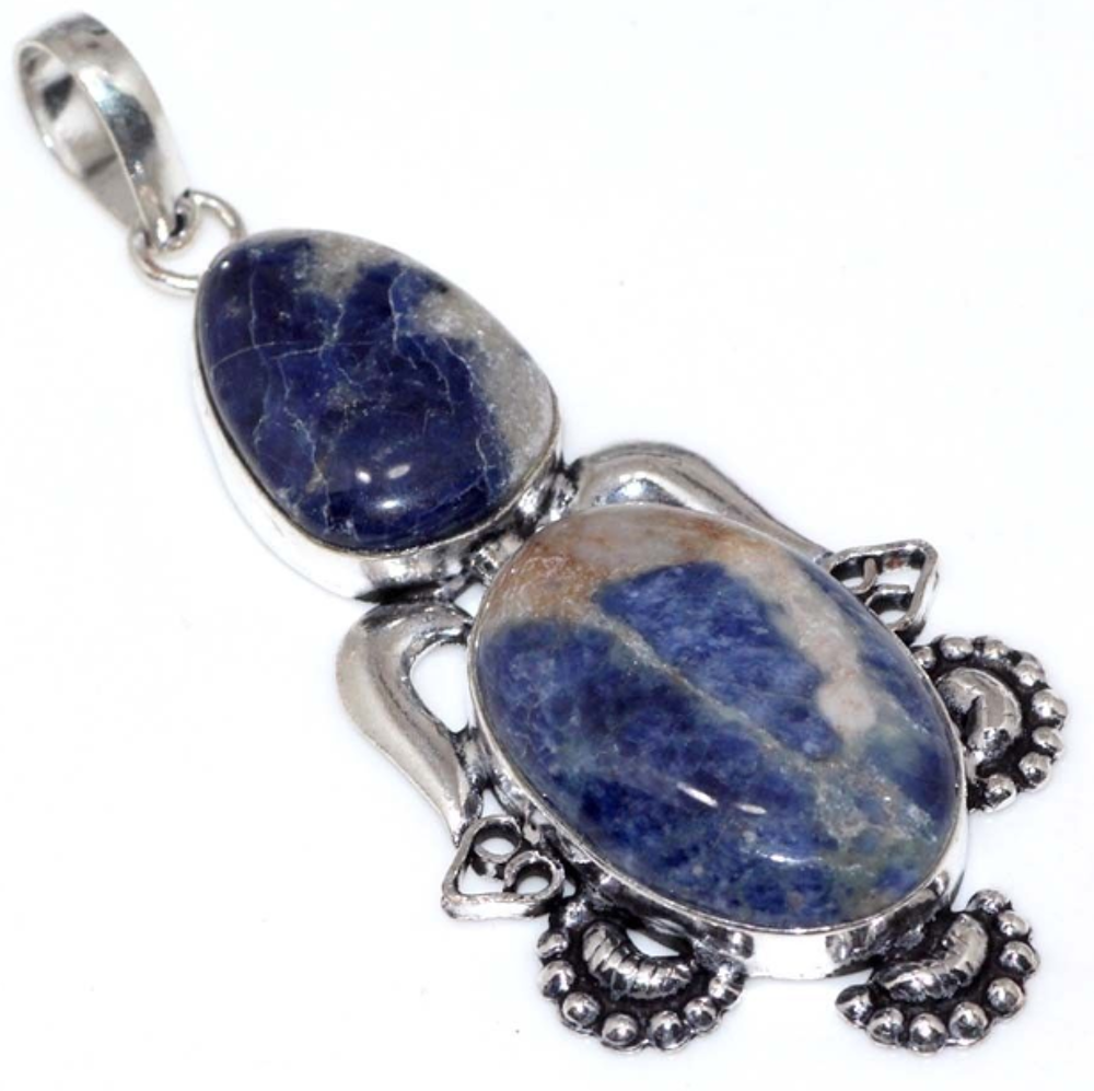 Pendentif SODALITE, Plaqu&eacute; argent 925 Bijoux et montres