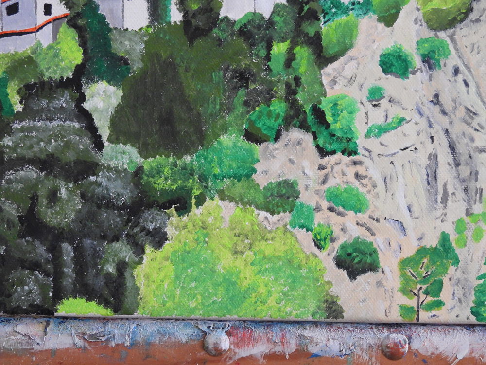 Tableau acrylique sur toile - Village de montagne Décoration