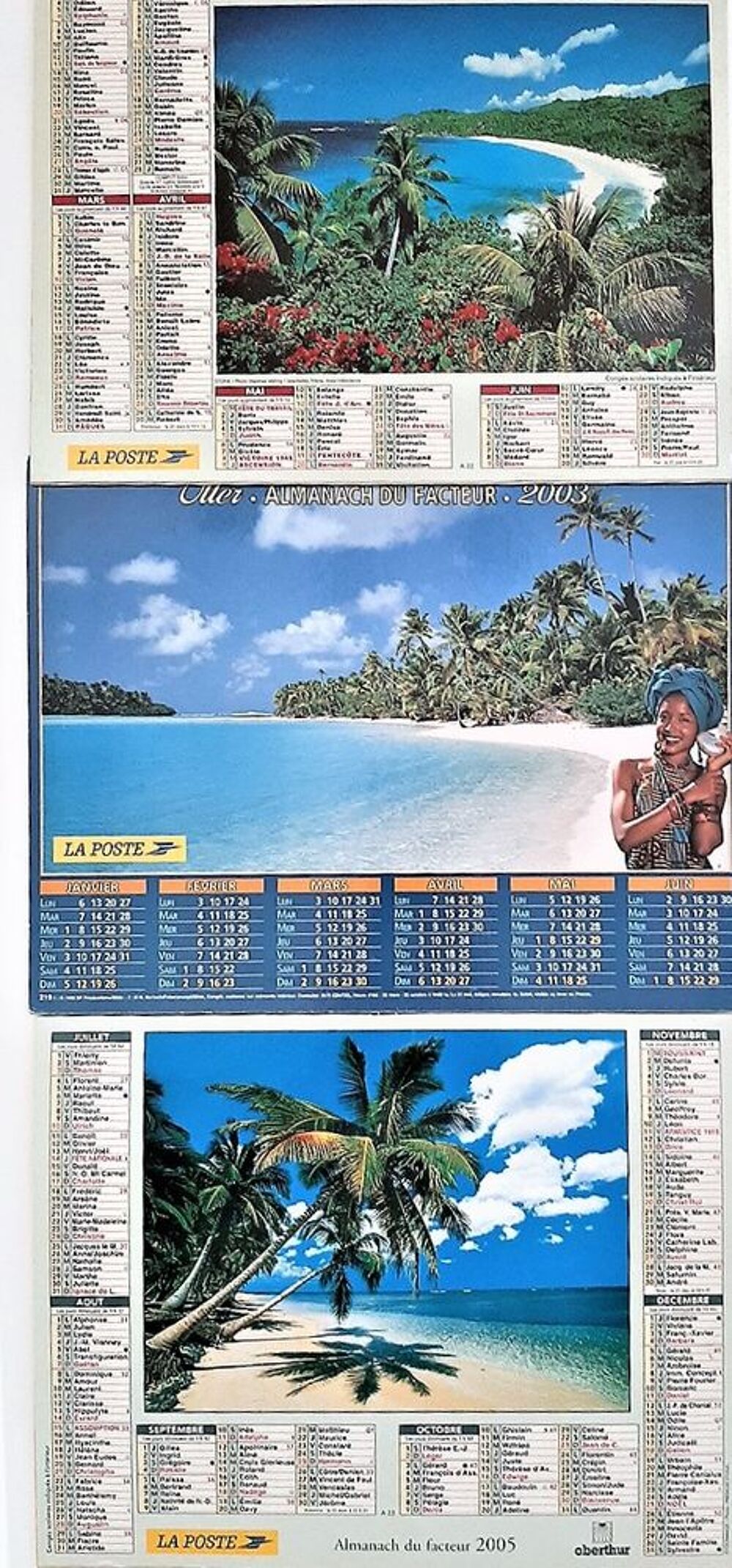 3 Almanachs facteur ann&eacute;es 2000 / Calendriers 