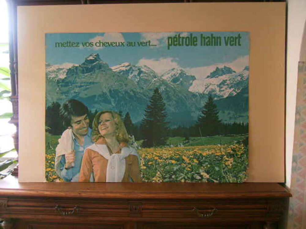 
Grande affiche d'ancienne pub " P&eacute;trole Hahn Vert " 