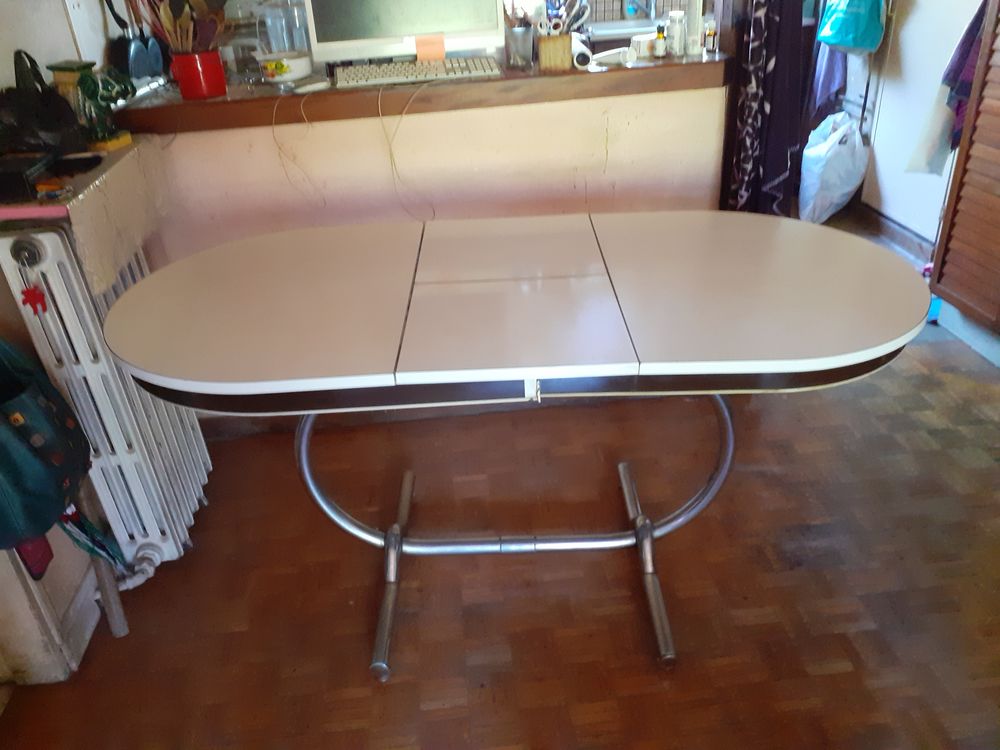 TABLE PRATIQUE FORMICA BLANC ANNEE 1960 Meubles