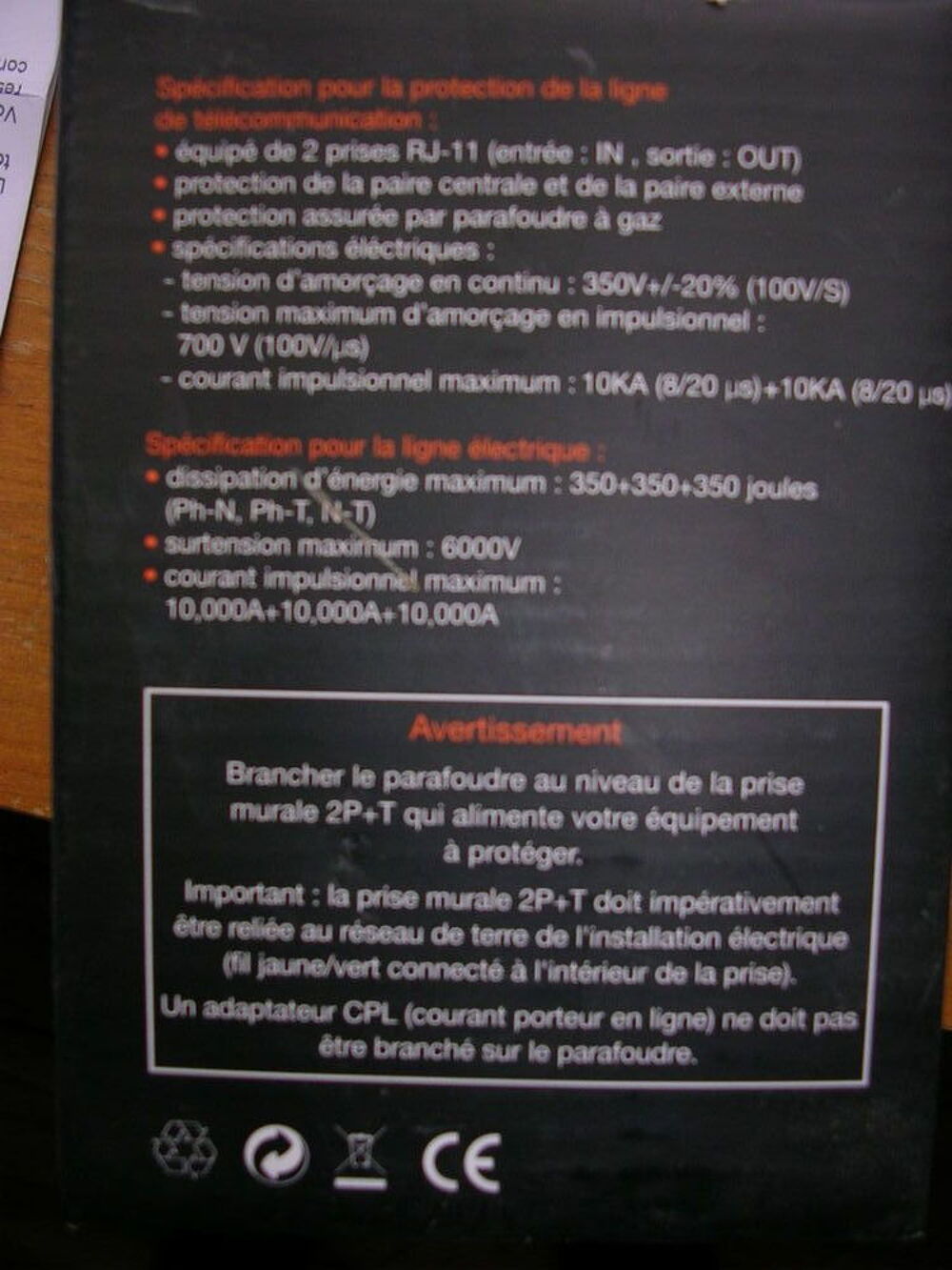 PARAFOUDRE PROTECTION BOX Matériel informatique