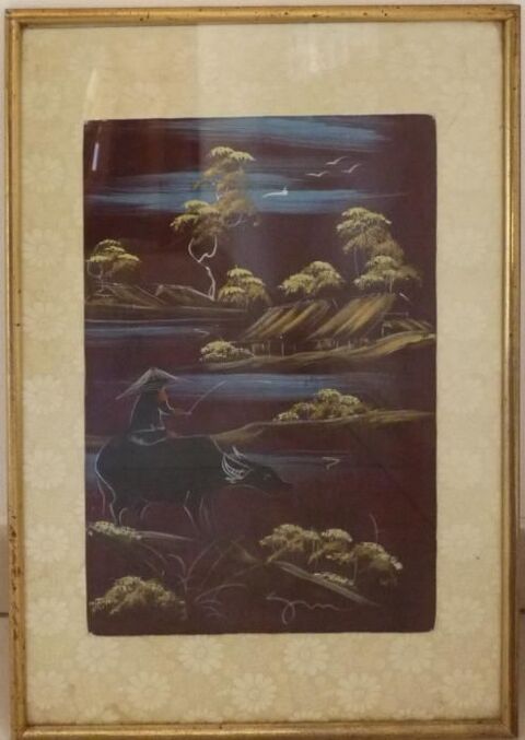 Tableau 52 x 34.3 cm avec peinture sur soie vietnamienne 12 Saint-Philippe-du-Seignal (33)