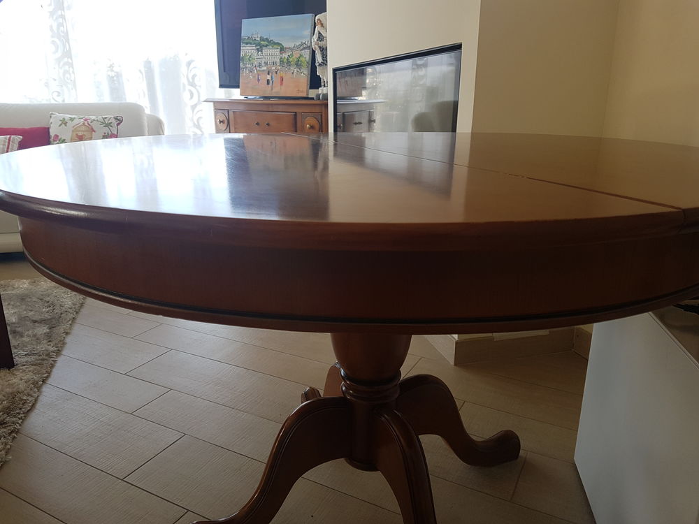 TABLE RONDE DIAM. 120 + RALLONGE / MERISIER &eacute;tat NEUF Meubles