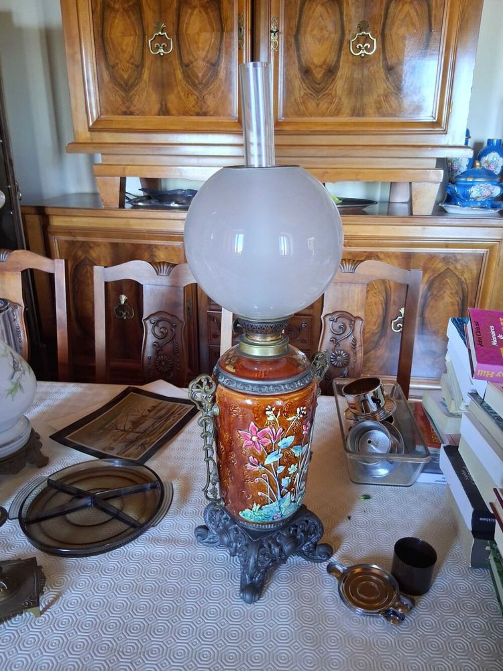 lampe a p&eacute;trole, en c&eacute;ramique 